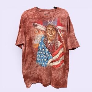 The Mountain Shirt Mens XL 2015 Burgundy Tye Die Native American Graphic Tee